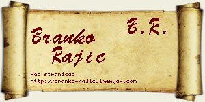 Branko Rajić vizit kartica
